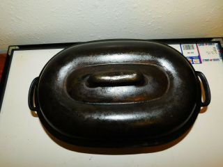 ULTRA RARE Favorite Piqua Ware Oval Roaster With Lid and Trivet No 0 GOOD SHAPE 12