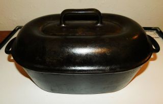 Ultra Rare Favorite Piqua Ware Oval Roaster With Lid And Trivet No 0 Good Shape