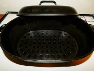 ULTRA RARE Favorite Piqua Ware Oval Roaster With Lid and Trivet No 0 GOOD SHAPE 2