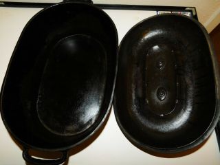 ULTRA RARE Favorite Piqua Ware Oval Roaster With Lid and Trivet No 0 GOOD SHAPE 5