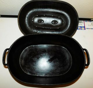 ULTRA RARE Favorite Piqua Ware Oval Roaster With Lid and Trivet No 0 GOOD SHAPE 8