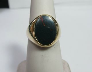 Vintage 14k Solid Gold Ring With Oval Shape Natural Bloodstone