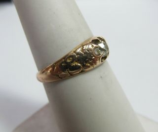 ANTIQUE 14K GOLD RING WITH.  20 CT MINE CUT NATURAL DIAMOND 2