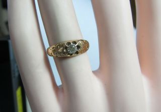 ANTIQUE 14K GOLD RING WITH.  20 CT MINE CUT NATURAL DIAMOND 4