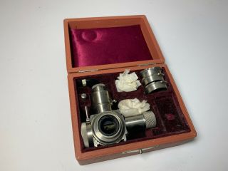Vtg Leitz Wetzlar Pol Opak Illuminator Microscope Objective Lens Set Boxed