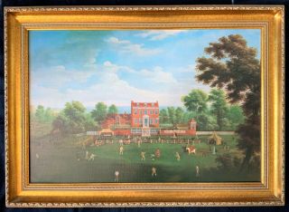 The Georgian Cricket Game - ANTIQUE 18thc OIL ON CANVAS STYLE PAINTING 2