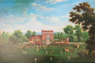The Georgian Cricket Game - ANTIQUE 18thc OIL ON CANVAS STYLE PAINTING 3