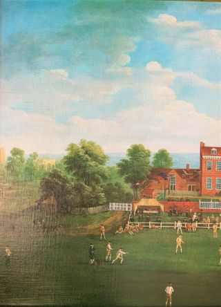 The Georgian Cricket Game - ANTIQUE 18thc OIL ON CANVAS STYLE PAINTING 8