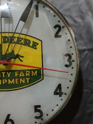 VTG JOHN DEERE QUALITY FARM EQUIPMENT TELECHRON ELECTRIC WALL CLOCK 1950 ' s RARE 4