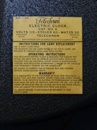 VTG JOHN DEERE QUALITY FARM EQUIPMENT TELECHRON ELECTRIC WALL CLOCK 1950 ' s RARE 9