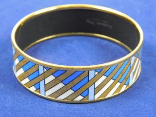 Michaela Frey Austria 24k Gold On Enamel Bangle Modern Art Geometric Bracelet