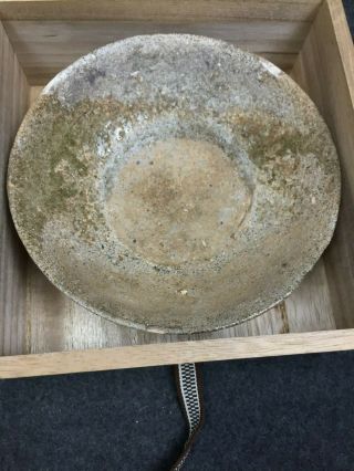 Japanese Vintage Chawan Tea Bowl Atsumi Yaki Kiln Ceramic Signed Box Kensui Clay 2