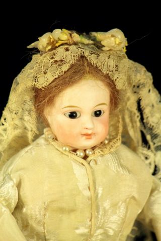 8 " Ag Limbach Clover Antique German Bisque Glass Eye Doll Kid W Wood Arms & Legs