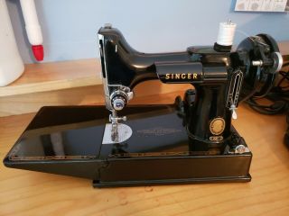 Vintage Singer Featherweight 221 - 1 Sewing Machine with Case & Attachments 2