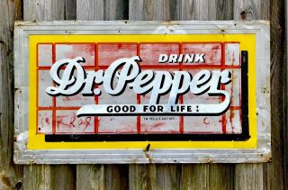 Rare Large Vintage Dr Pepper Soda Pop Gas Station 30” X 54” Metal Sign