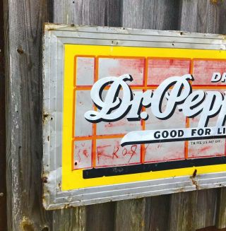 Rare Large Vintage Dr Pepper Soda Pop Gas Station 30” X 54” Metal Sign 2