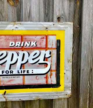 Rare Large Vintage Dr Pepper Soda Pop Gas Station 30” X 54” Metal Sign 4