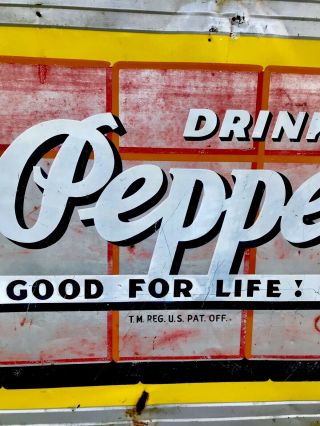 Rare Large Vintage Dr Pepper Soda Pop Gas Station 30” X 54” Metal Sign 6