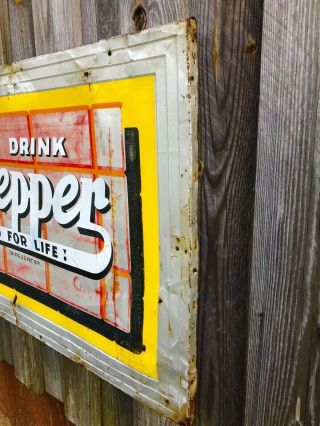 Rare Large Vintage Dr Pepper Soda Pop Gas Station 30” X 54” Metal Sign 7