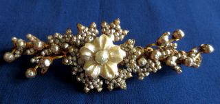 Fine Early Miriam Haskell 4 " Brooch Baroque Pearls,  Complex,  Wired Ligatures