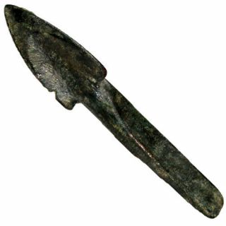 Circa 700 - 500 Bc Ancient Greek Bronze Trilobite Long Arrowhead - Perfect Quality