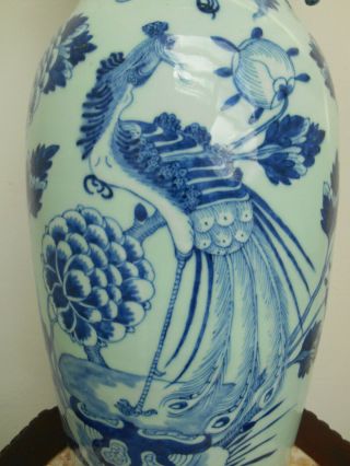 Antique large celadon ground vase with birds and flowers - 19th century 8