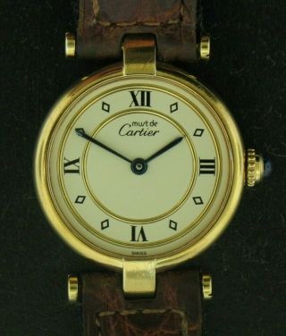 Vintage Must De Cartier Vermeil Quartz Watch 18k Over Sterling 20 Microns