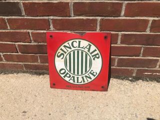 Porcelain sinclair Opaline Gas Oil Sign Vintage Old Early 4