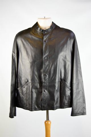 Giorgio Armani Vintage Black Label African Lamb Leather Jacket,  Uk 42 Us 42 Eu L