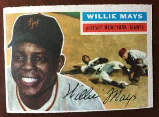 1956 Topps Willie Mays Baseball Card No Creases - Really - Vintage