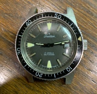 1970 " Vintage Swiss Tradition 17 Jewel Diver Date Watch Automatic