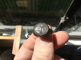 17thc Bronze Ihs Ring