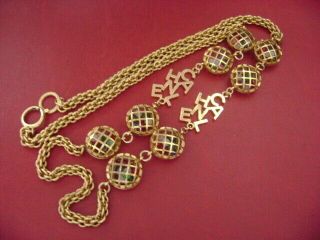 Chanel CC logo vintage charms pendant long chain necklace 36.  5 