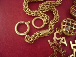 Chanel CC logo vintage charms pendant long chain necklace 36.  5 