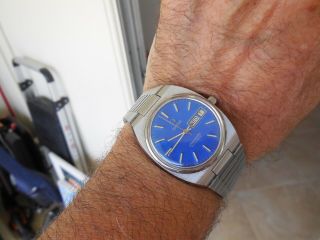 Vintage Omega Seamaster Automatic Day Date Blue Dial 1020 Cal Rare Mens Watch.