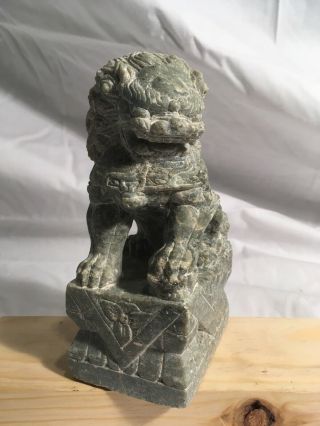 Hand Carved Marble/stone Foo Dog/lion - Green Stone
