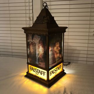 Rare Vintage Falstaff Rotating Holographic Hanging Lantern Light 24” Tall
