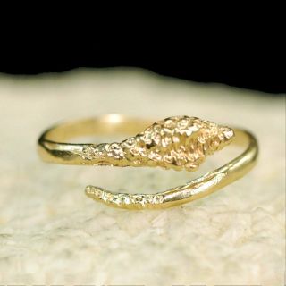 Estate Solid 14k Yellow Gold Snake Serpent Ring Expandable,  Now Size 7 Rings M - F