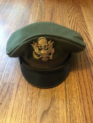 Wwii Us Army Officers Crusher Hat Gi Wheel Cap Wool 6 3/4 Ww2 W/ Emblem