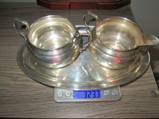 Vintage Gorham Sterling Silver Sugar Bowl & Creamer W Tray 323 grams 2