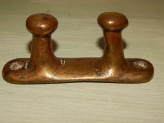 Vintage Solid Bronze / Brass Bolo Boat Cleat / Chock 4.  5 