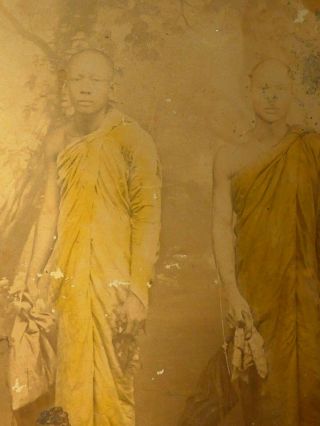 VERY RARE OLD PHOTO BUDDHIST MONKS INSCRIPTION TEMPLE SIAM THAILAND 4