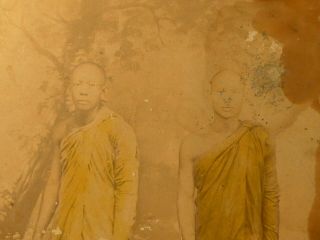 VERY RARE OLD PHOTO BUDDHIST MONKS INSCRIPTION TEMPLE SIAM THAILAND 5