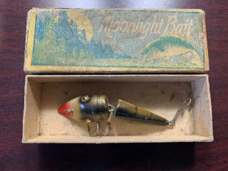 Vintage Moonlight JTD Pikaroon Fishing Lure Antique Tackle Box Bait RARE BOX 2