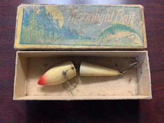 Vintage Moonlight JTD Pikaroon Fishing Lure Antique Tackle Box Bait RARE BOX 3