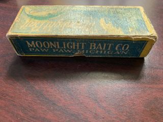 Vintage Moonlight JTD Pikaroon Fishing Lure Antique Tackle Box Bait RARE BOX 6