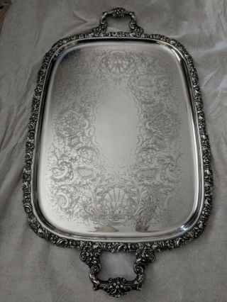 Webster Wilcox Large Silver - Plate Du Barry Chased 22 " Handled Tray 1022/9