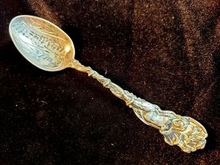 Victorian Sterling Silver Souvenir Spoon Art Nouveau Nude Mermaid Ontinagon,  Mi