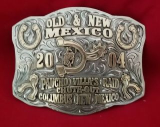 Vintage Trophy Rodeo Belt Buckle Pancho Villa 2004 Bronc Ride Champion 165