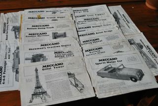 Qty Vintage Meccano Project Instruction Books Incl Cargo Ship,  Eiffel Tower &c